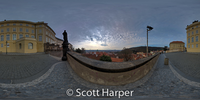 Pano of Outside of Prague Castle with view of Prague