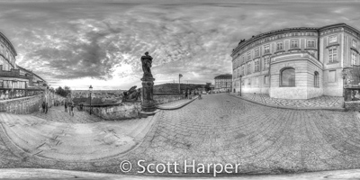 Pano of Outside of Prague Castle with view of Prague