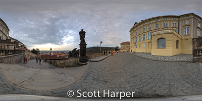 Pano of Outside of Prague Castle with view of Prague