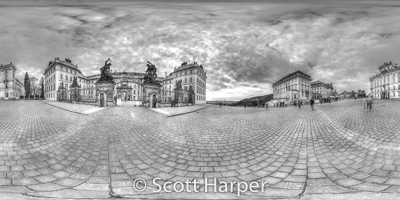 Pano of Outside of Prague Castle with view of Prague