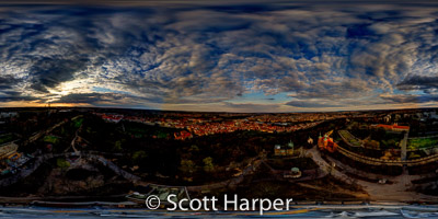 Pano of Outside of Prague Castle with view of Prague