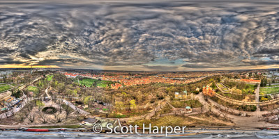 Pano of Outside of Prague Castle with view of Prague