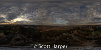 Pano of Outside of Prague Castle with view of Prague