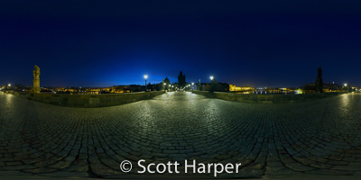 Pano of Outside of Prague Castle with view of Prague