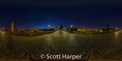 Pano of Outside of Prague Castle with view of Prague