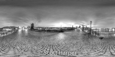 Pano of Outside of Prague Castle with view of Prague