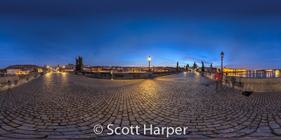 Pano of Outside of Prague Castle with view of Prague