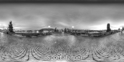 Pano of Outside of Prague Castle with view of Prague