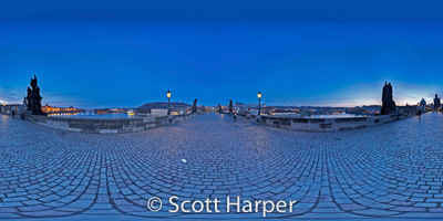 Pano of Outside of Prague Castle with view of Prague