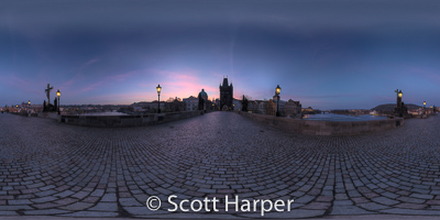 Pano of Outside of Prague Castle with view of Prague