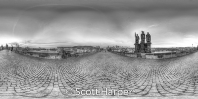 Pano of Outside of Prague Castle with view of Prague