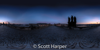 Pano of Outside of Prague Castle with view of Prague