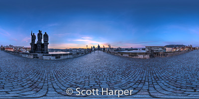 Pano of Outside of Prague Castle with view of Prague